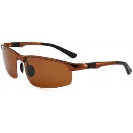 Oval Glasses driving sunglasses aluminum magnesium polarized sunglasses men's sports glasses - Tea-tea - CZ190MM6ACY $34.62