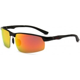 Oval Glasses driving sunglasses aluminum magnesium polarized sunglasses men's sports glasses - Tea-tea - CZ190MM6ACY $34.62