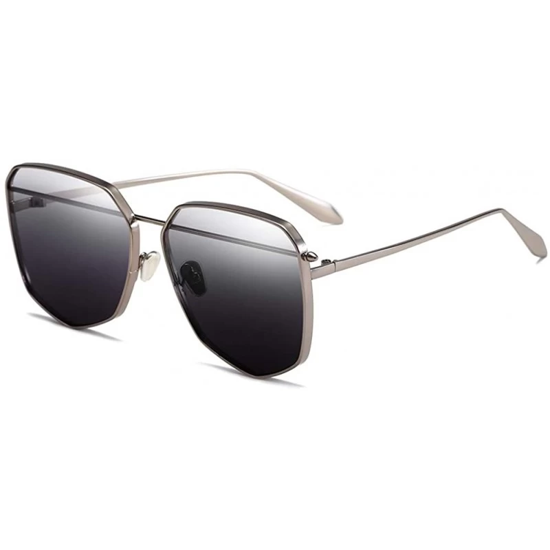 Oval Unisex Sunglasses Retro Black Grey Drive Holiday Oval Non-Polarized UV400 - White Grey - C218R6XTSQI $7.74