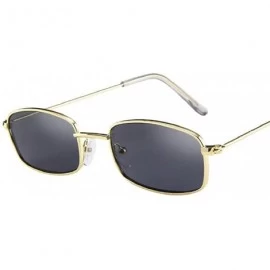 Rectangular Vintage Glasses Women Man Square Shades Small Rectangular Frame Sunglasses - E - C718RAW0RYH $8.30