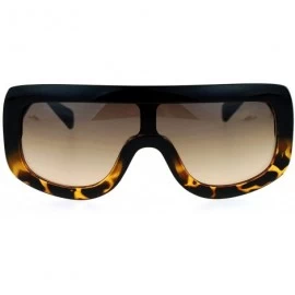 Shield Futuristic Robotic Thick Plastic Shield Runway Sunglasses - Black Tortoise - C012N6KPEDE $11.05