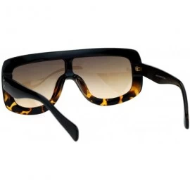 Shield Futuristic Robotic Thick Plastic Shield Runway Sunglasses - Black Tortoise - C012N6KPEDE $11.05