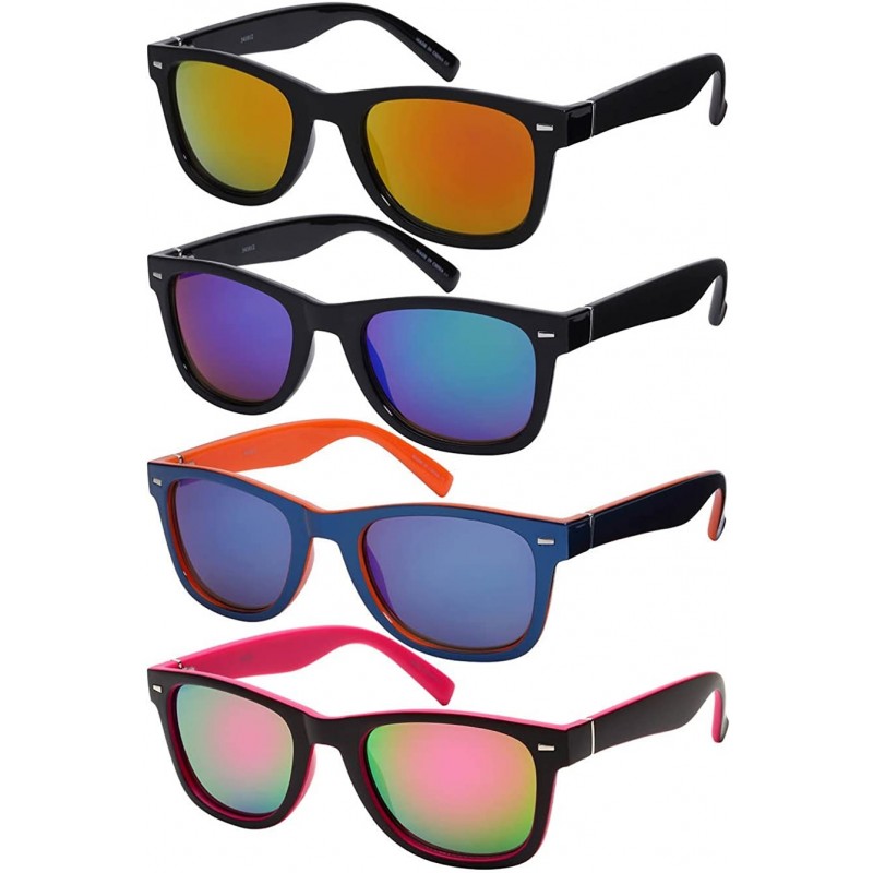 Two-Tone Horned Rim Sunglasses with Color Mirrored Lens 541012TT-REV ...