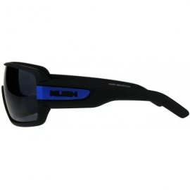 Rectangular KUSH Goggle Sunglasses Mens Matted Black Shield Frame UV 400 - Black Blue - CG18DH4O7R9 $11.00