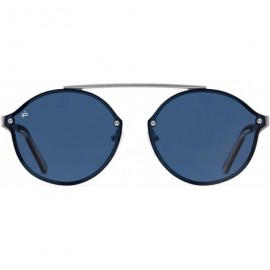 Cat Eye Places We Love Collection "The Orient" Polarized Round Sunglasses - Gunmetal/Blue Mirror - CO18DNHTW9H $50.15