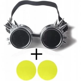 Goggle Vintage Goggles Steampunk Rave Retro Spiked Glasses Cosplay Halloween - Frame+yellow Lenses - CG18HADG6MD $12.37