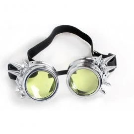 Goggle Vintage Goggles Steampunk Rave Retro Spiked Glasses Cosplay Halloween - Frame+yellow Lenses - CG18HADG6MD $12.37