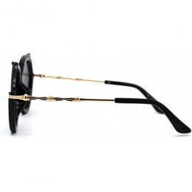 Butterfly Womens Chic Octagonal Shape Exposed Lens Butterfly Sunglasses - Black Gold Black - C01969Z2383 $27.12