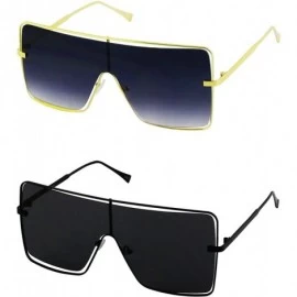 Oversized Large Celebrity Double Wire Flat Top Sunglasses Metal Frame Women Fashion Shades - CT18T4K2O2L $34.54