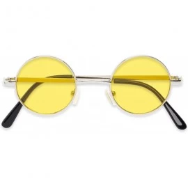 Sport Sunglass Warehouse Dune- Metal Round Men's & Women's Full Frame Sunglasses - Silver Frame With Yellow Lenses - CW12O7IS...