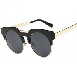 Round Women's Classic Coloured lens Round Eye wear Full metal frame Sunglasses - Black C4 - CI12DW44CKL $26.91