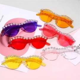 Cat Eye Diamond Sunglasses Rhinestone Eyeglasses Transparent - 9 - CZ198EWI36T $28.24