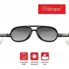 Aviator Pilot Kids Polarized Bendable Sunglasses for Boys and Girls - BPA Free - Black - Polarized Gradient Smoke - C618GL0WL...