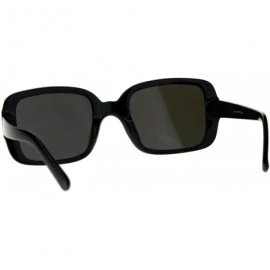 Rectangular Womens Thick Plastic Minimal Color Mirror Mod Sunglasses - Black Blue - CP18C7I8UX7 $10.46