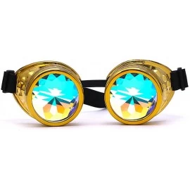 Goggle Goggles Kaleidoscope Steampunk Rave Glasses with Crystal Glass Lens - Gold - C118HLS3KXI $20.17