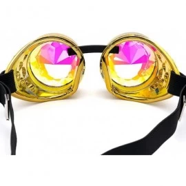 Goggle Goggles Kaleidoscope Steampunk Rave Glasses with Crystal Glass Lens - Gold - C118HLS3KXI $12.47