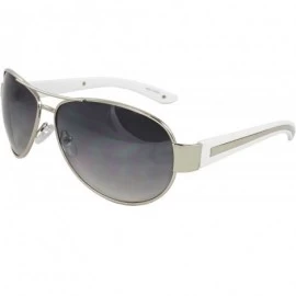 Aviator Vintage Retro Racer Inspired Aviator Sunglasses Tri-Layer UV400 Unisex - Svrwhtpb - CL124V9Y5IZ $17.76