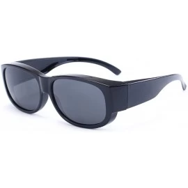 Wrap Wear Around Polarized Sunglasses for Men & Women TR90 Wear Over Prescription Glasses - Black/Black - CL12FW5DX5X $27.36