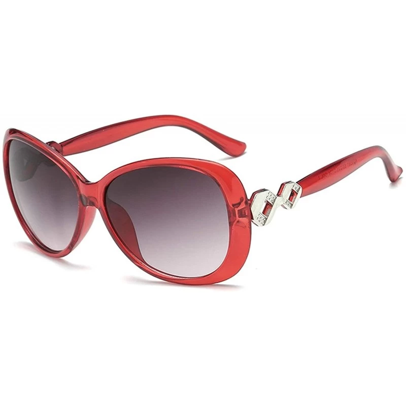 Oval Retro Knot Sunglasses for Women Plate Resin UV400 Sunglasses - Red - C018T2U45ME $12.32