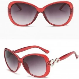 Oval Retro Knot Sunglasses for Women Plate Resin UV400 Sunglasses - Red - C018T2U45ME $27.99