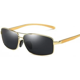 Rectangular Lightweight Rectangular Polarized Dark Lens Sunglasses 100% UV protection - Gold Frame Gray Lens - C218QMQLSTO $1...