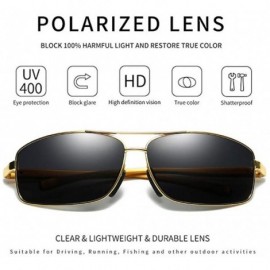 Rectangular Lightweight Rectangular Polarized Dark Lens Sunglasses 100% UV protection - Gold Frame Gray Lens - C218QMQLSTO $1...