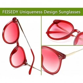 Oversized Fashion Design Oversized Round Women Sunglasses UV400 B2463 - Red - CD18M9D962O $13.40