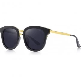 Square Women Polarized Sunglasses Cat eye Sun glasses Metal Temple S6082 - Black - CA180A3UDNS $30.16