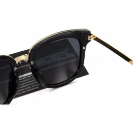 Square Women Polarized Sunglasses Cat eye Sun glasses Metal Temple S6082 - Black - CA180A3UDNS $14.69