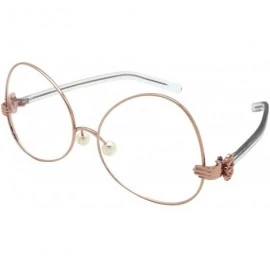 Oversized Upside Down Vintage Clear Lens Style with Case/Cleaning Cloth/Repair Kits M3135 - Rose Gold - CC185Q0MLSE $11.51