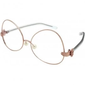 Oversized Upside Down Vintage Clear Lens Style with Case/Cleaning Cloth/Repair Kits M3135 - Rose Gold - CC185Q0MLSE $19.54