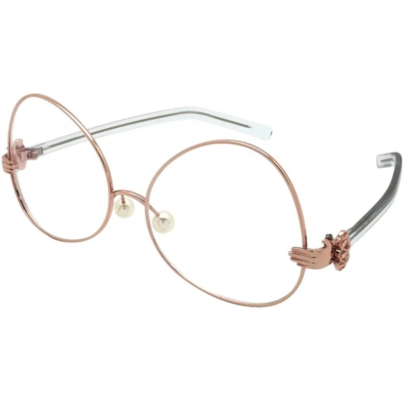 Oversized Upside Down Vintage Clear Lens Style with Case/Cleaning Cloth/Repair Kits M3135 - Rose Gold - CC185Q0MLSE $11.51