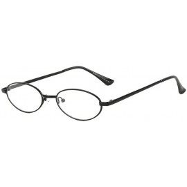 Round Slim Oval Round Classic Metal Sunglasses - Black Metallic Frame - CC18UX90YZH $11.16