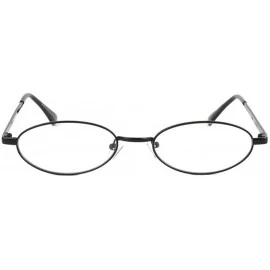 Round Slim Oval Round Classic Metal Sunglasses - Black Metallic Frame - CC18UX90YZH $11.16