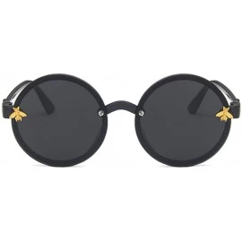 Round Unisex Sunglasses Retro Black Grey Drive Holiday Round Non-Polarized UV400 - Black Grey - CE18RI0T9YY $9.23