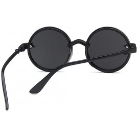 Round Unisex Sunglasses Retro Black Grey Drive Holiday Round Non-Polarized UV400 - Black Grey - CE18RI0T9YY $9.23