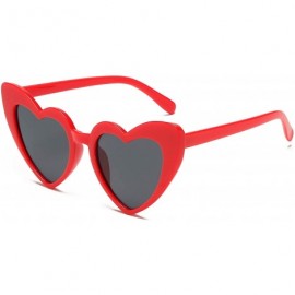 Sport Clout Goggle Heart Sunglasses Vintage Cat Eye Mod Style Retro Kurt Cobain Glasses - Red Grey - CX18UMNLDA8 $21.33