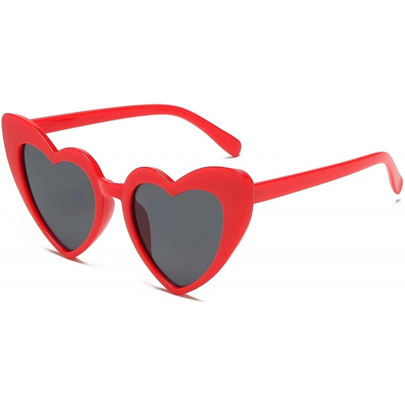 Sport Clout Goggle Heart Sunglasses Vintage Cat Eye Mod Style Retro Kurt Cobain Glasses - Red Grey - CX18UMNLDA8 $11.29