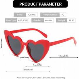 Sport Clout Goggle Heart Sunglasses Vintage Cat Eye Mod Style Retro Kurt Cobain Glasses - Red Grey - CX18UMNLDA8 $11.29
