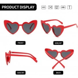 Sport Clout Goggle Heart Sunglasses Vintage Cat Eye Mod Style Retro Kurt Cobain Glasses - Red Grey - CX18UMNLDA8 $11.29