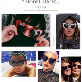Sport Clout Goggle Heart Sunglasses Vintage Cat Eye Mod Style Retro Kurt Cobain Glasses - Red Grey - CX18UMNLDA8 $11.29