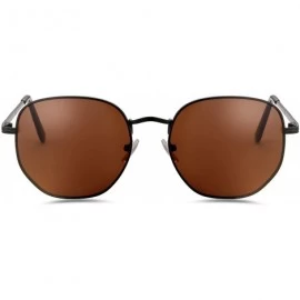 Round Women's Modern Oversized Sunglasses Square Sunnies - Black Frame/Brown Lens - C118U0IDH7H $10.63