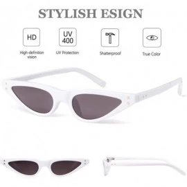 Goggle Vintage Retro Cat Eye Sunglasses for Women Small Designer Shade UV400 Glasses - White - CM18DCYI20Z $8.45