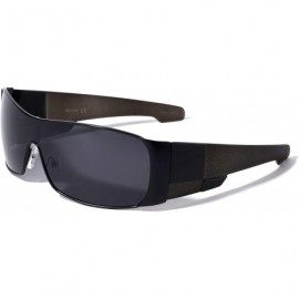 Shield Polarized Texture Checkers Temple Curved One Piece Shield Lens Sunglasses - Black - C7190UWRI37 $41.39