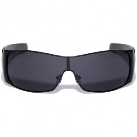 Shield Polarized Texture Checkers Temple Curved One Piece Shield Lens Sunglasses - Black - C7190UWRI37 $34.95