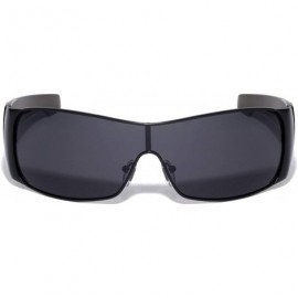 Shield Polarized Texture Checkers Temple Curved One Piece Shield Lens Sunglasses - Black - C7190UWRI37 $16.10