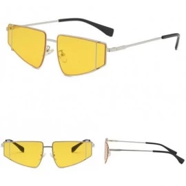 Aviator Fashion Men Women Irregular Shape Sunglasses Glasses Vintage Retro Style Luxury Accessory (Yellow) - Yellow - CC195N2...