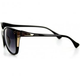 Butterfly Stella" Trendy Wayfarer Sunglasses - Crystals - Gold Accents-Large Lens - 100% UV - Black W/ Smoke Lens - CW110OJJH...