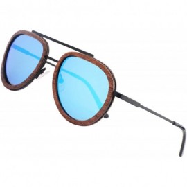 Round Wood Sunglasses for Women Men Polarized UV Protection Womens Retro Vintage Sunglasses Shades - C818SERRDN3 $52.44