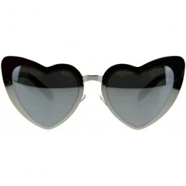 Oversized Heart Shape Sunglasses Metal Frame Lolita Fashion Shades UV 400 - Silver (Silver Mirror) - CR18EIG8Z8W $10.45